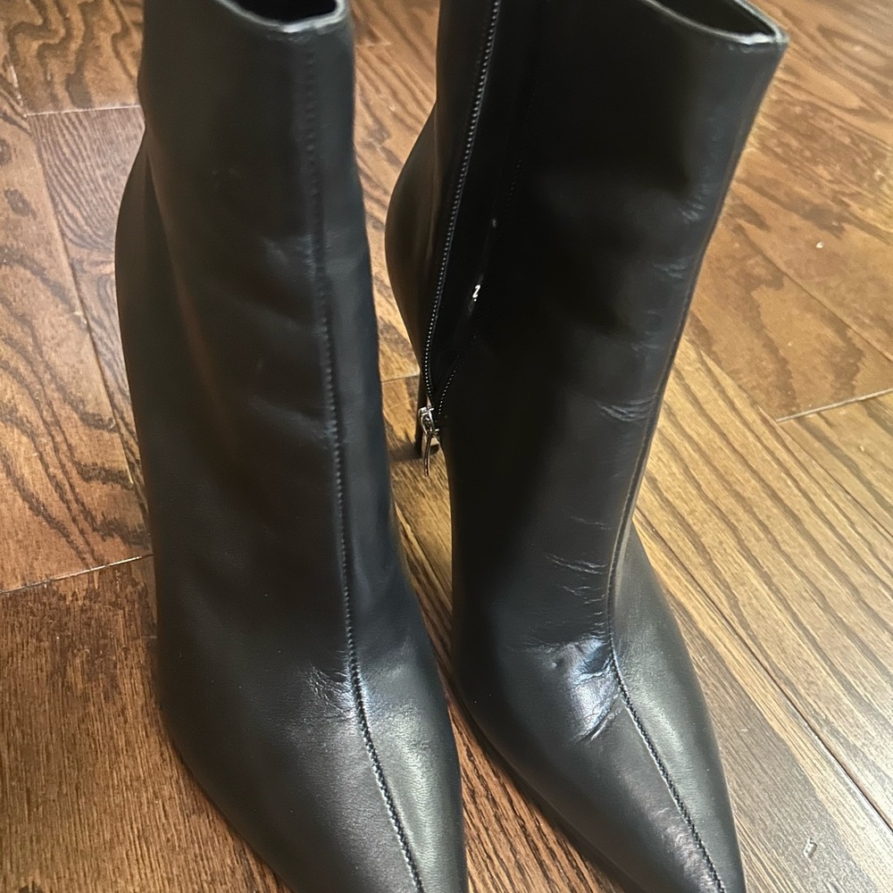 Nine West Black Pointed Toe Ankle Heeled Boots